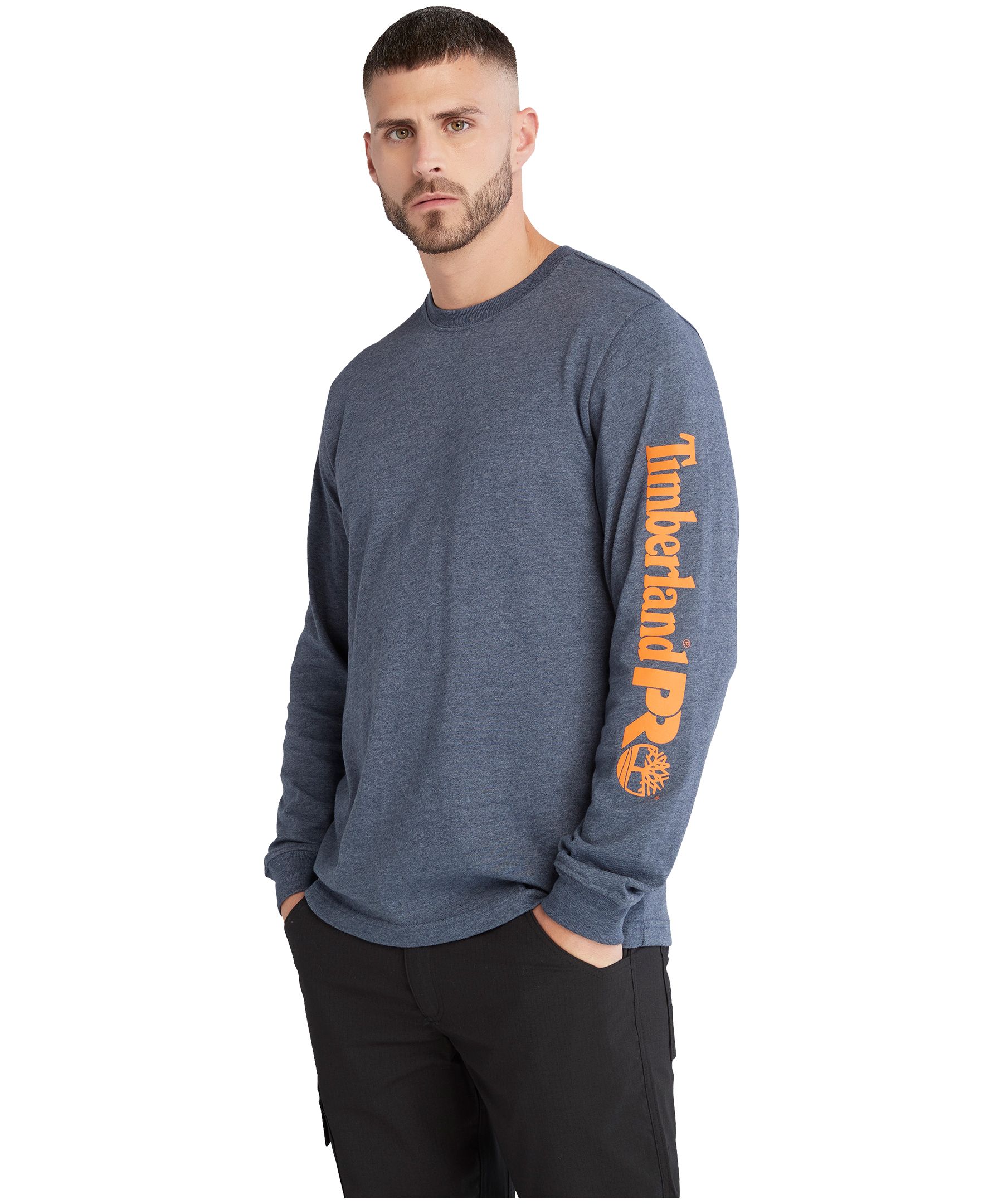 Timberland Pro Men's Core Logo Long Sleeve Crewneck Cotton Work T-Shirt