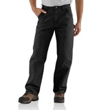 Pantalon de travail doublé en coutil lavé à jambe droite et coupe ample pour hommes, Carhartt Front_Flat