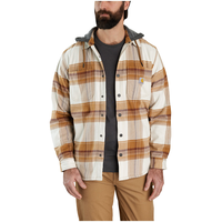 Carhartt Men's Rugged Flex® Relaxed Fit Fleece Lined Flannel Hooded Shacket Front_Flat