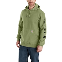 Chandail en molleton à capuche de poids moyen avec logo sur la manche pour hommes, Carhartt Front_Angled_Left