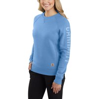 Chandail graphique en molleton à coupe décontractée avec logo sur la manche pour femmes, Carhartt Front_Angled_Left