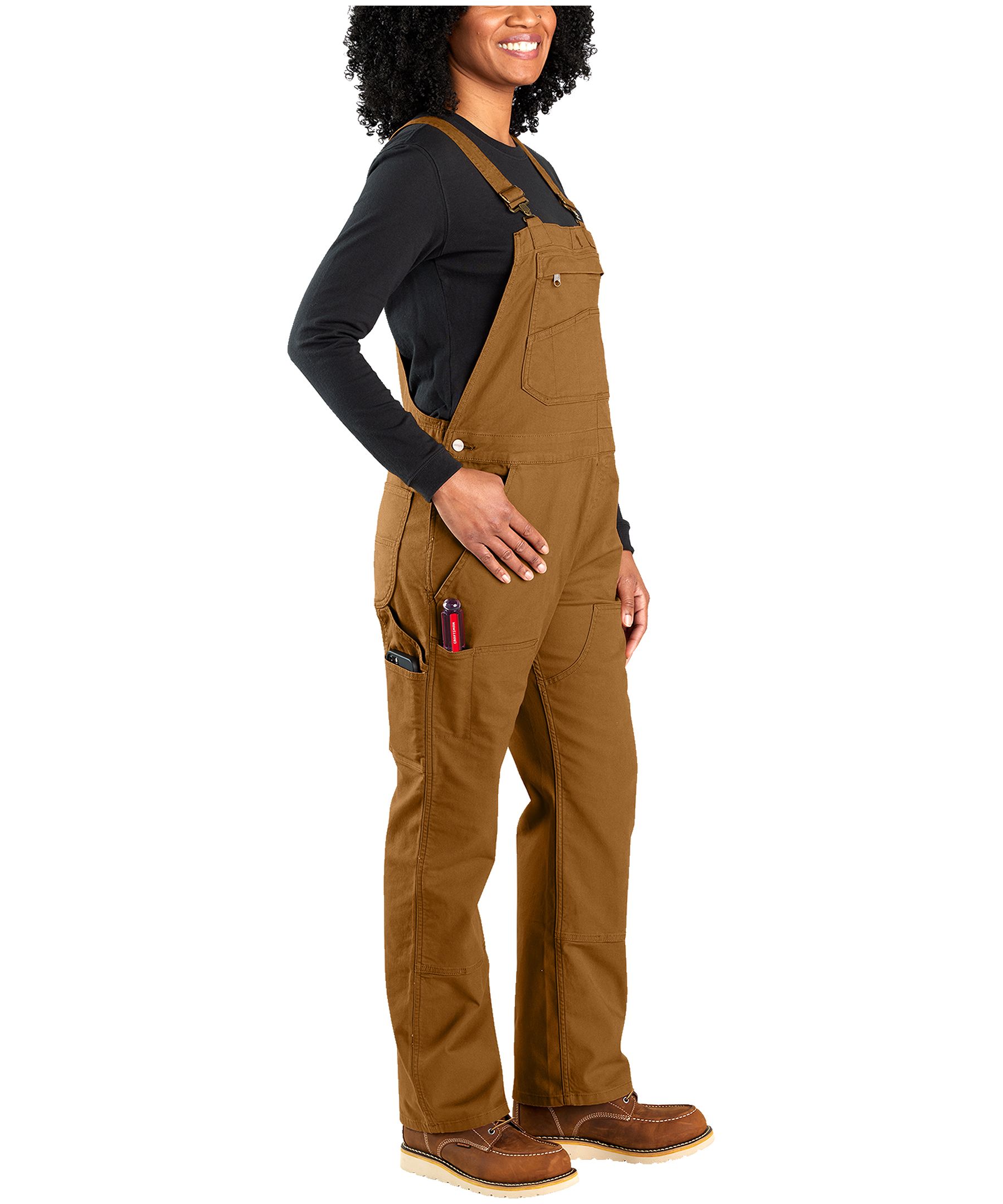 Carhartt Women's Rugged Flex Loose Fit Canvas Bib Overalls - 106001-BRN-XS