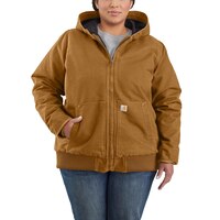 Carhartt Women's Washed Duck Loose Fit Insulated Active Jacket with Hood Front_Flat