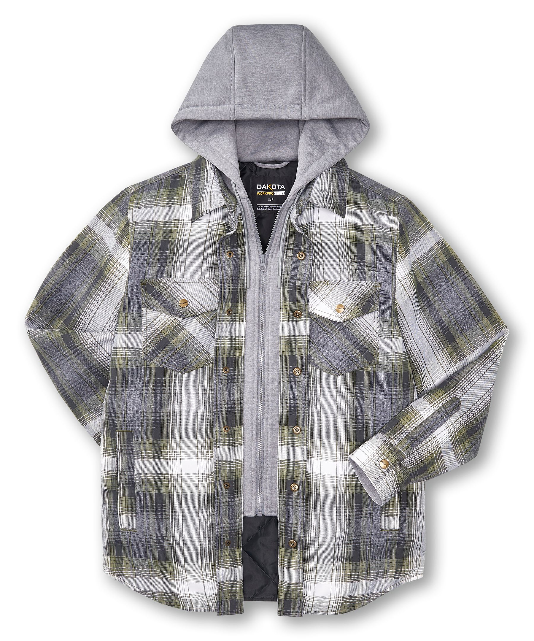 Chemise de travail en flanelle de coton matelassée avec chasse-tiques et chasse-moustiques, série WorkPro, Dakota