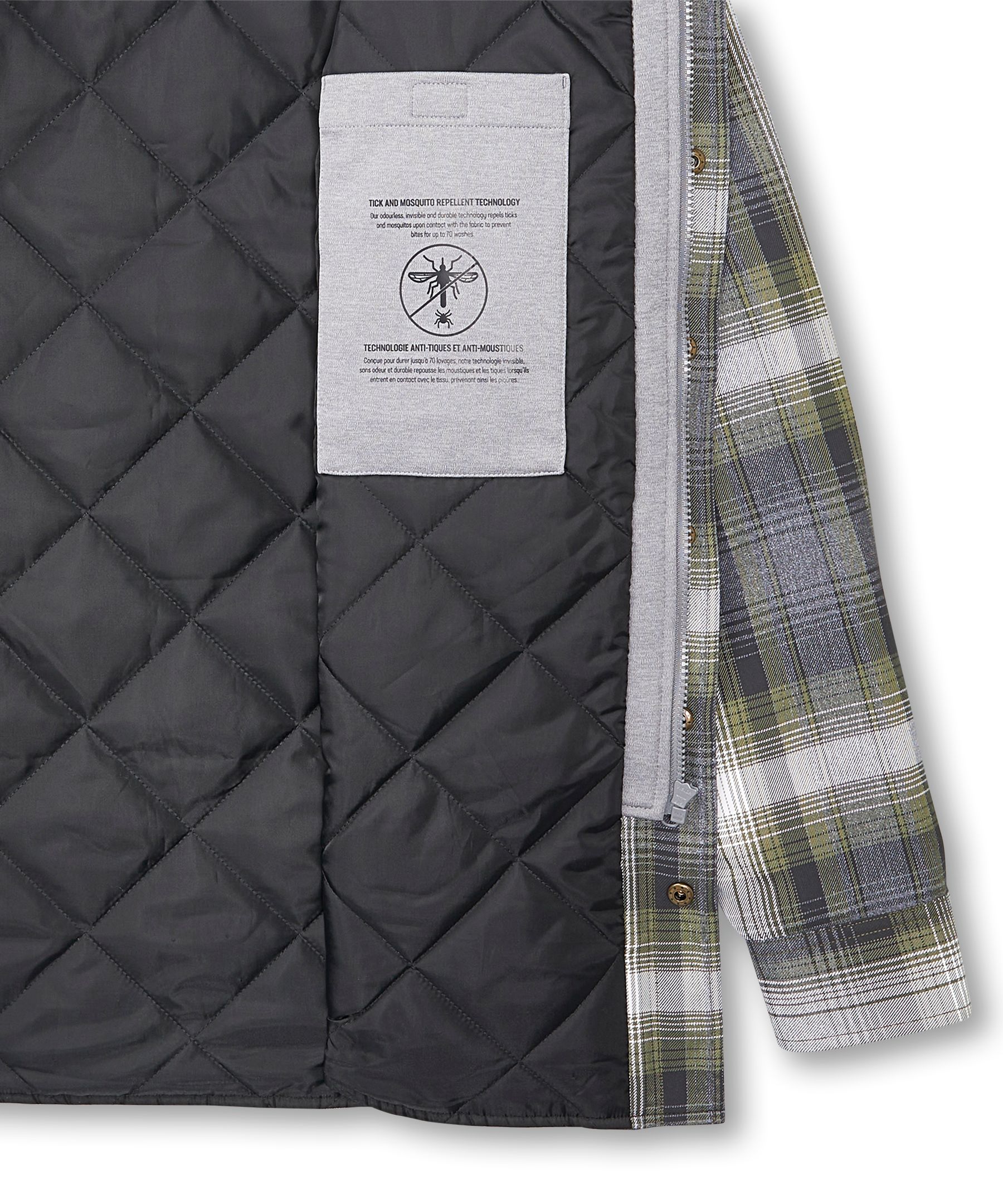 Chemise de travail en flanelle de coton matelassée avec chasse-tiques et chasse-moustiques, série WorkPro, Dakota