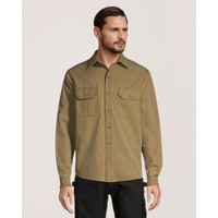 Chemise de travail à manches longues en coton teint aux pigments pour hommes, série Dakota Workpro Front_Flat