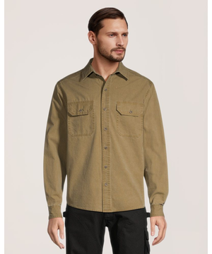 Chemise de travail à manches longues en coton teint aux pigments pour hommes, série Dakota Workpro