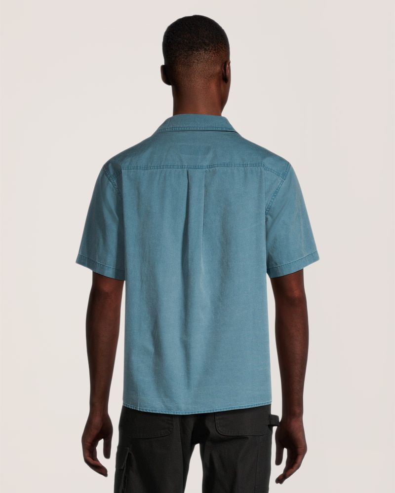 Chemise de travail à manches courtes en coton teint aux pigments