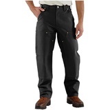 Pantalon de travail en coutil ferme avec panneaux avant doubles à jambe droite et coupe ample pour hommes, B01, Carhartt Front_Flat