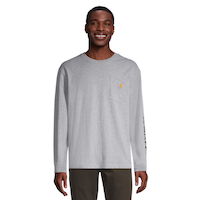 T-shirt graphique à logo sur la manche et à motif de feuille pour hommes, Carhartt Front_Flat