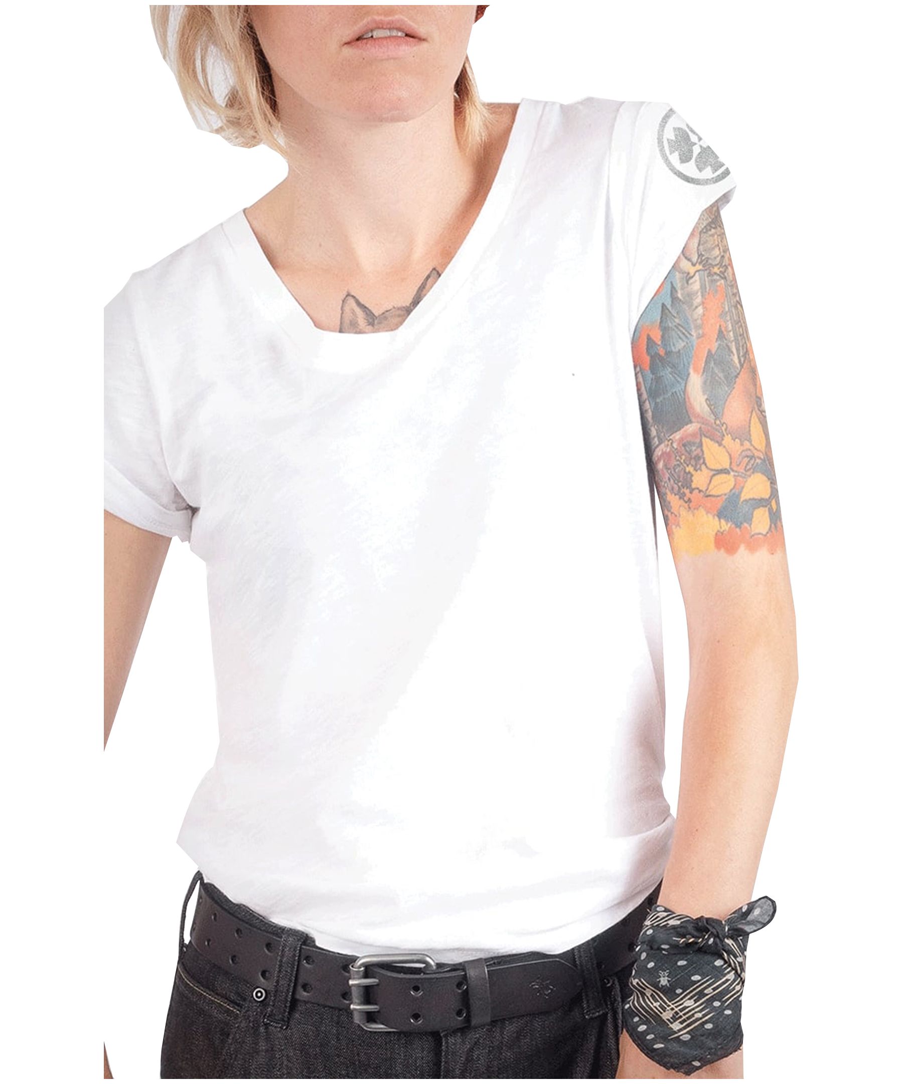 T-shirt à encolure en V de couleur unie pour femmes, Dovetail Workwear