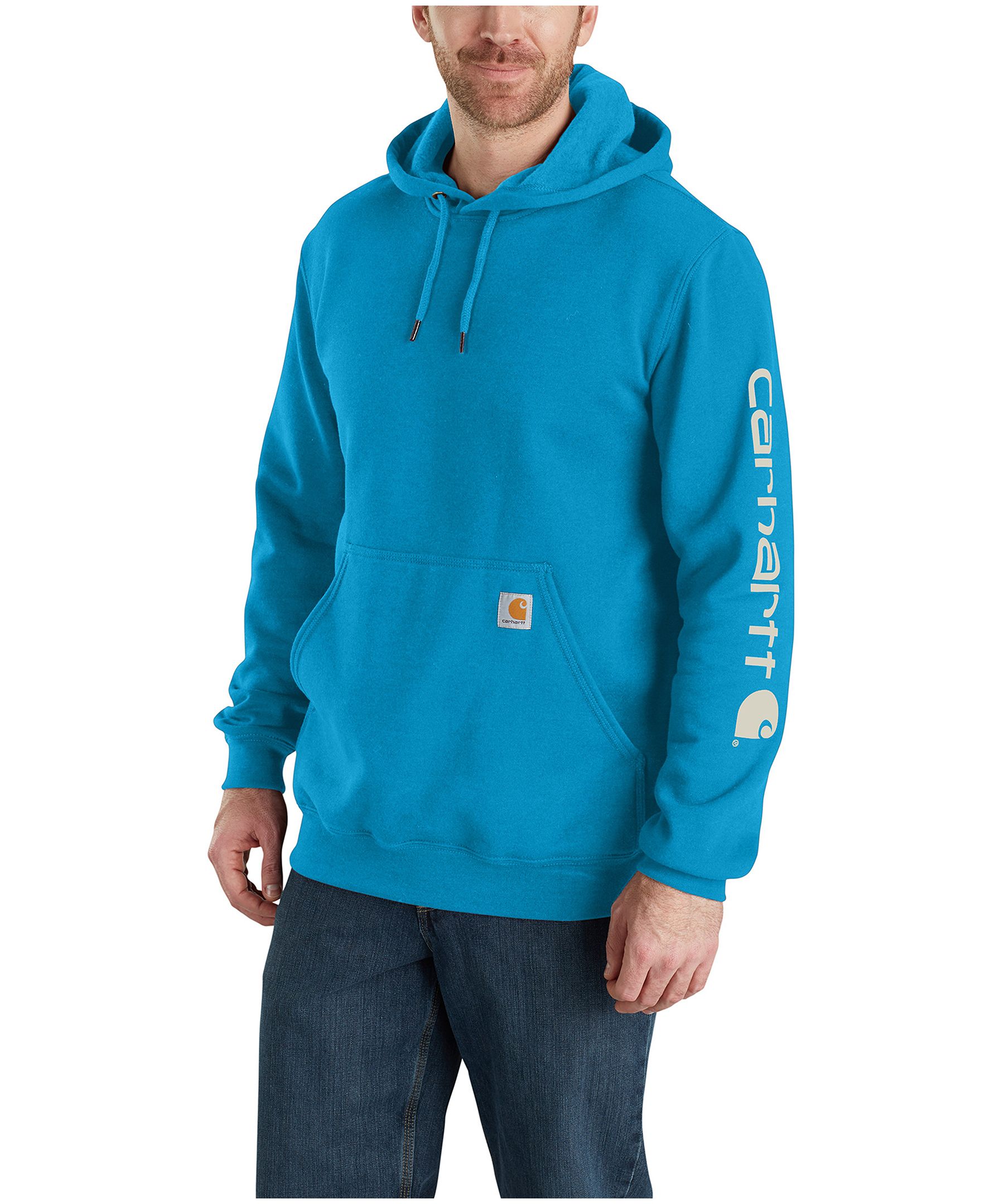 Carhartt men s midweight outlet hooded logo sleeve sweatshir