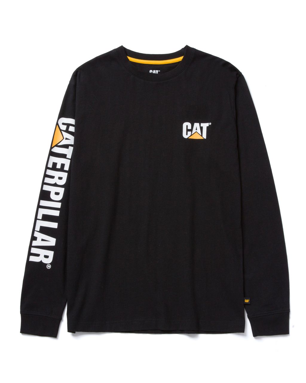 T-shirt en coton à manches longues avec bannière de marque déposée, CAT