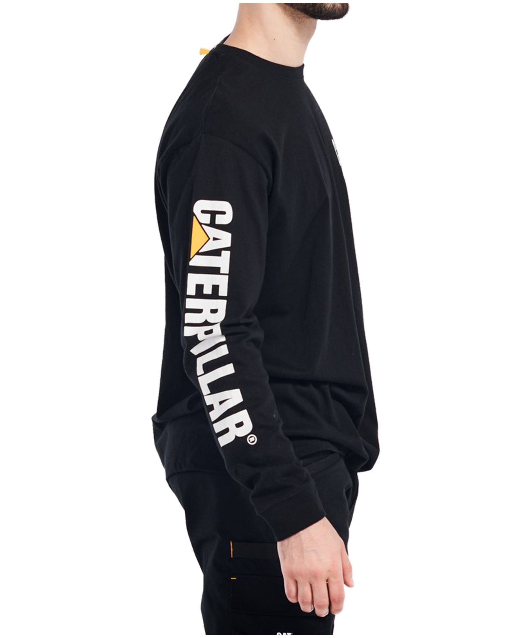 T-shirt en coton à manches longues avec bannière de marque déposée, CAT