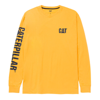 T-shirt en coton à manches longues avec bannière de marque déposée, CAT Front_Flat