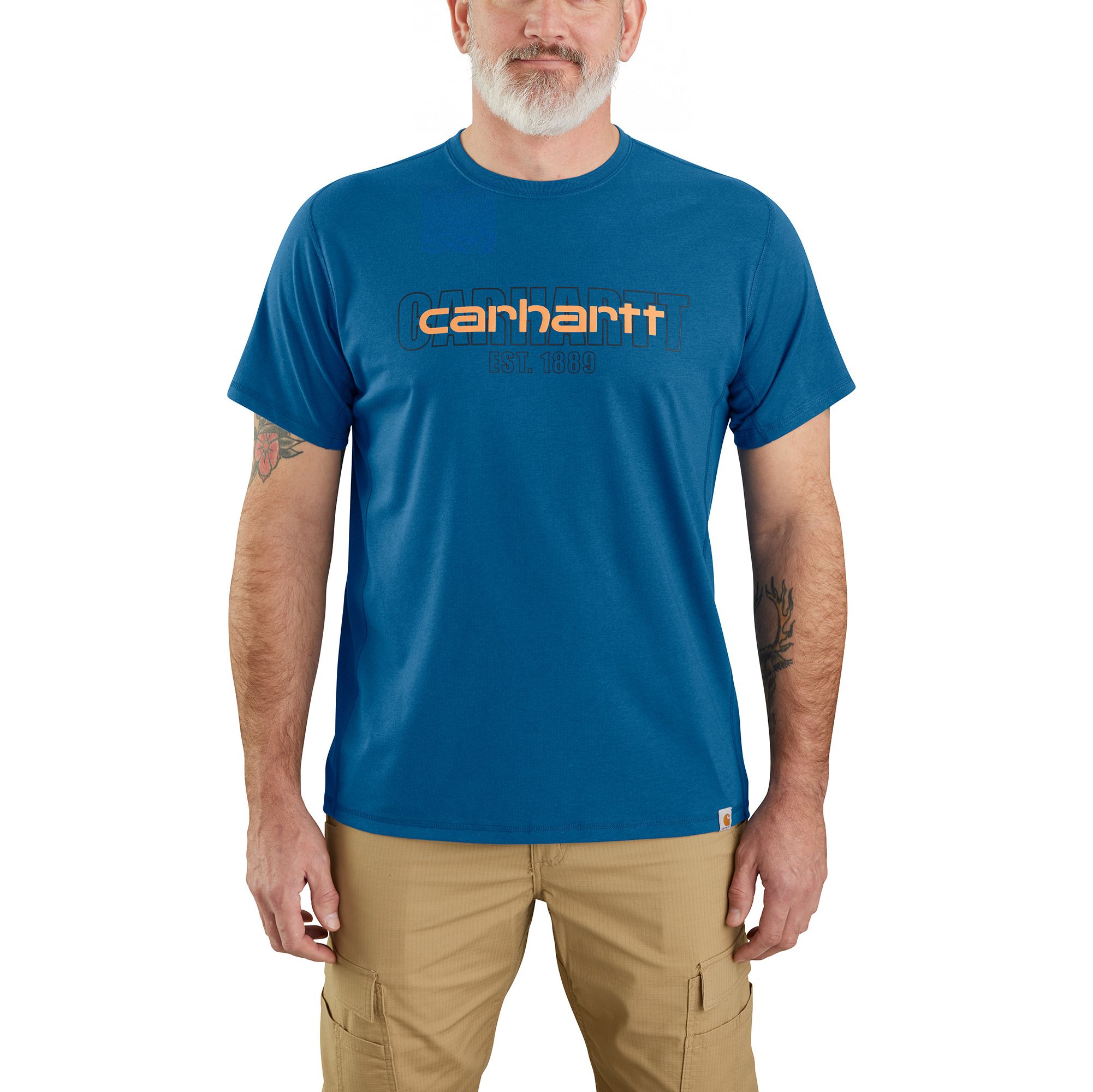 T-shirt avec technologie ForceMD et FastDryMD et logo sur la poitrine pour hommes, Carhartt