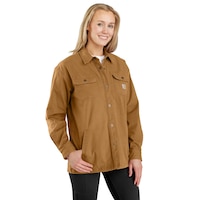 Carhartt Women's Canvas Lined Shacket Front_Angled_Right