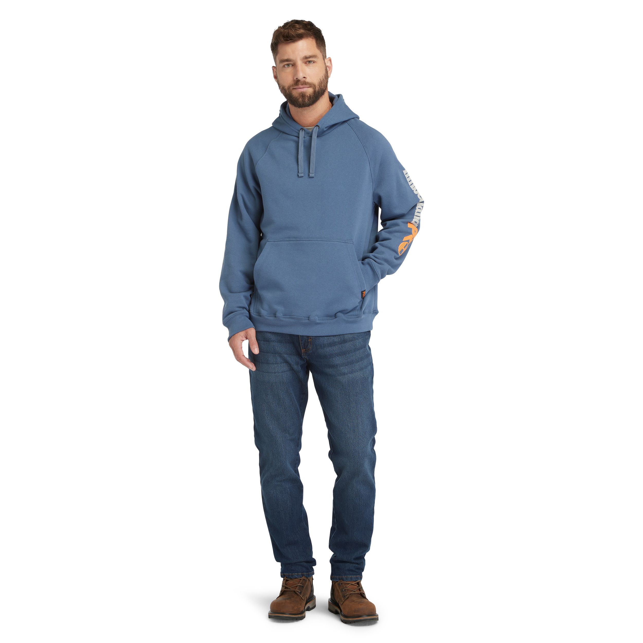 Chandail à capuche Timberland PRO RainRepel pour le travail avec logo sur la manche pour hommes, Hooded Honcho
