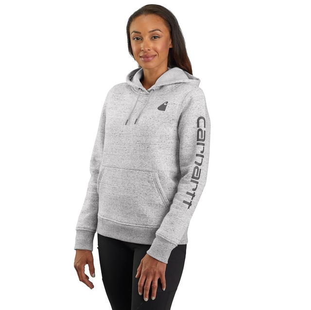 Chandail à capuche graphique à coupe décontractée avec logo sur la manche pour femmes, Carhartt