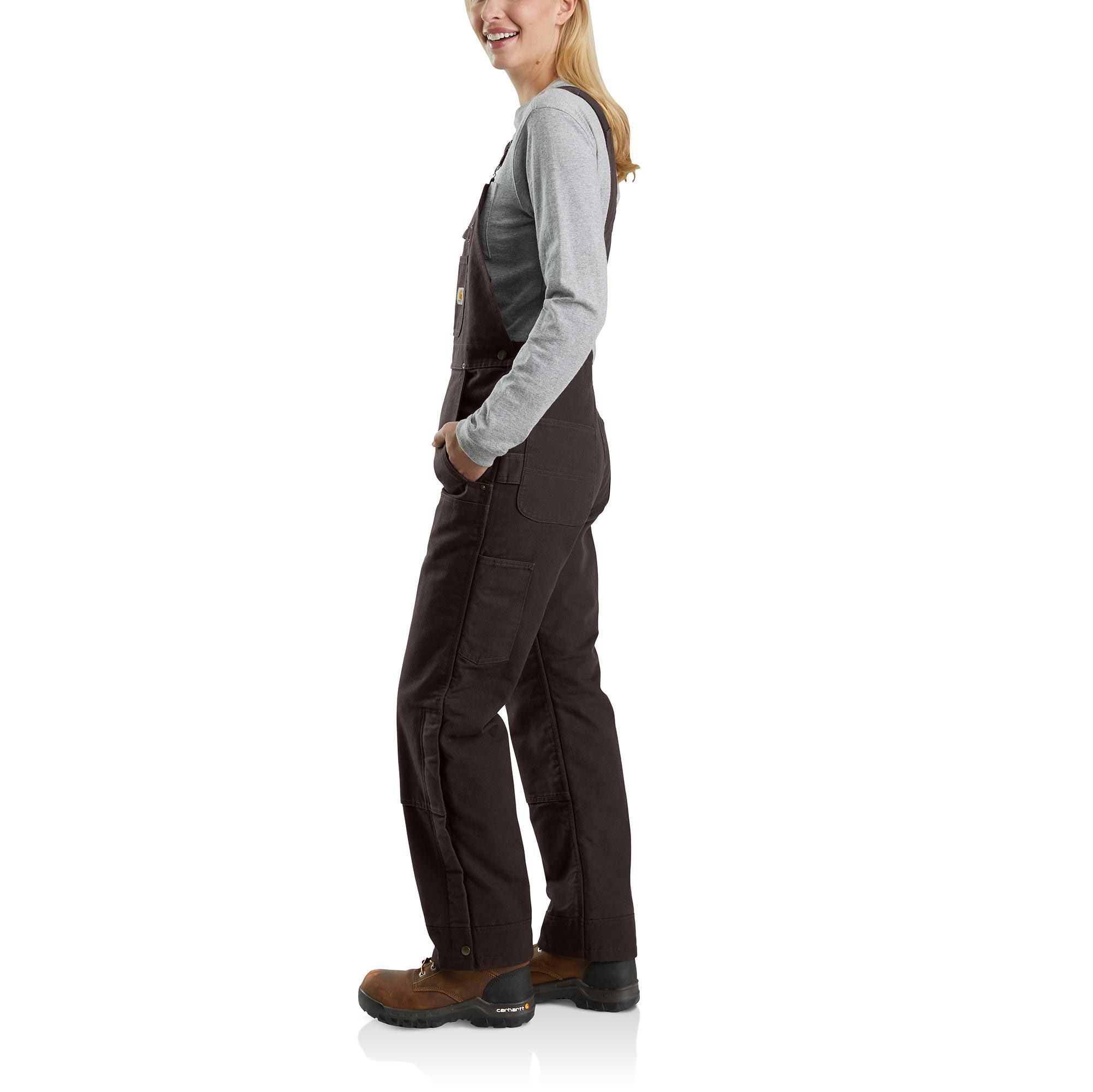 Carhartt Women's Dark Brown Quilt Lined Duck Bib Overall