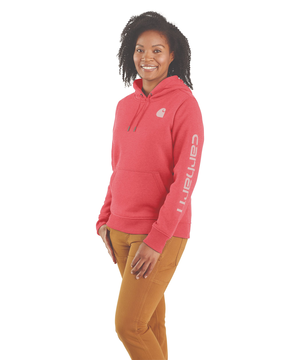 Chandail à capuche graphique à coupe décontractée avec logo sur la manche pour femmes~ Carhartt
