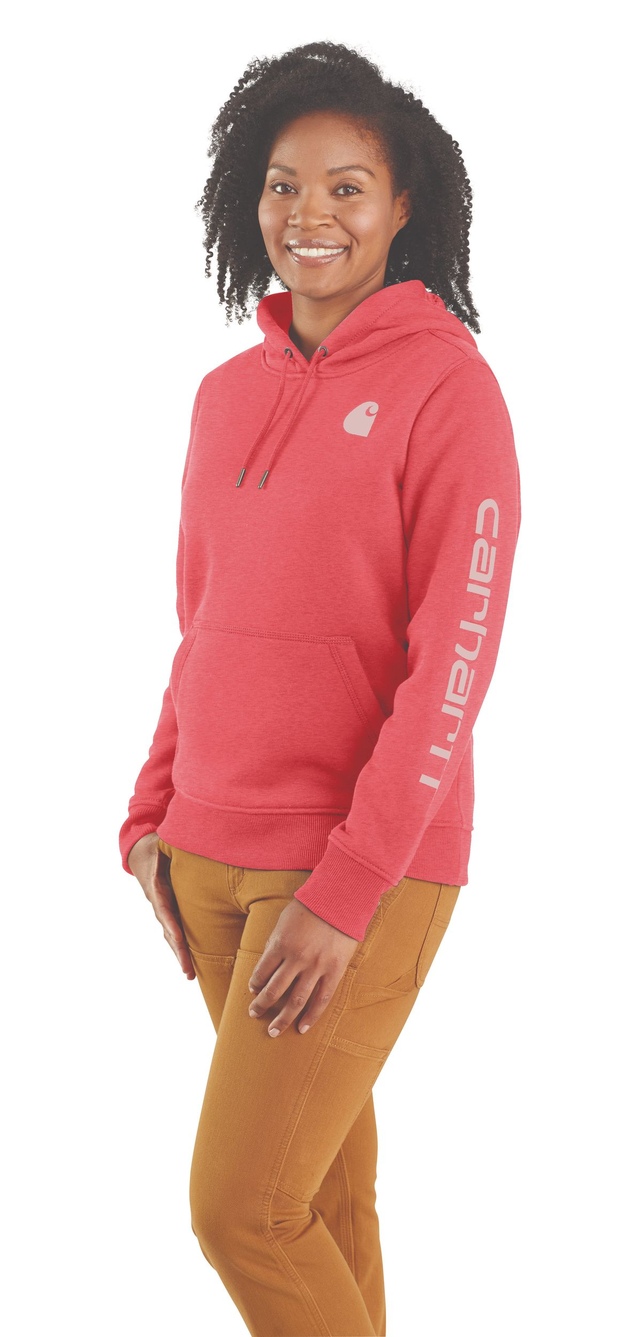Chandail à capuche graphique à coupe décontractée avec logo sur la manche pour femmes, Carhartt