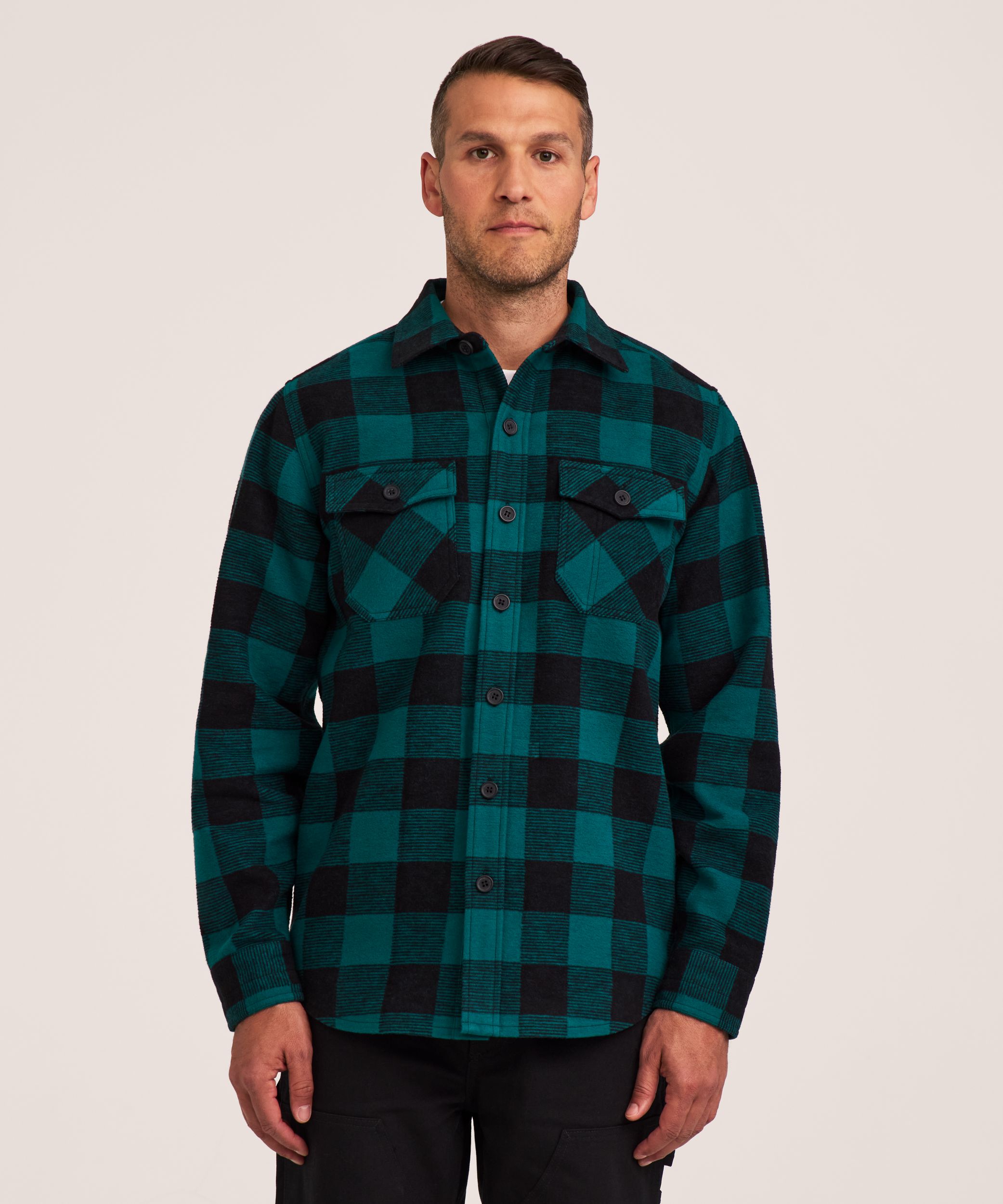 Chemise en flanelle non doublée pour hommes, série WorkPro, Dakota,