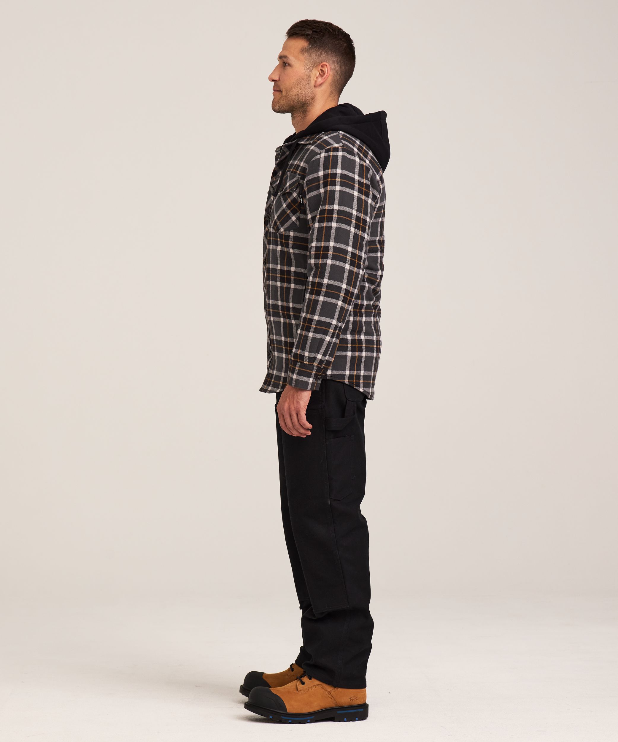 Chemise de travail à capuche en flanelle matelassée pour hommes, série WorkPro, Dakota