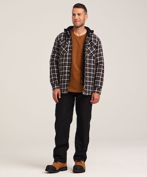 Chemise de travail à capuche en flanelle matelassée pour hommes, série WorkPro, Dakota