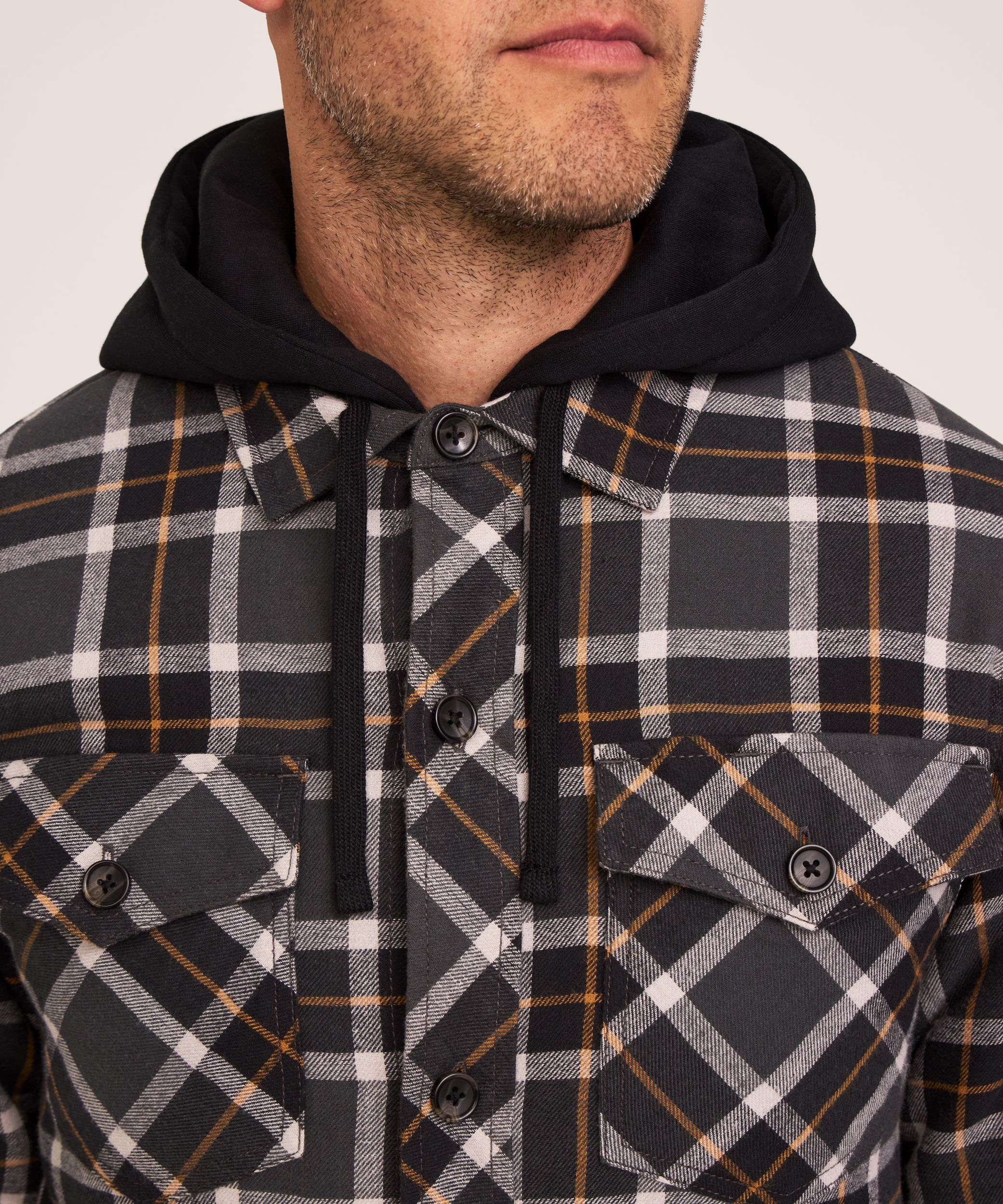 Chemise de travail à capuche en flanelle matelassée pour hommes, série WorkPro, Dakota