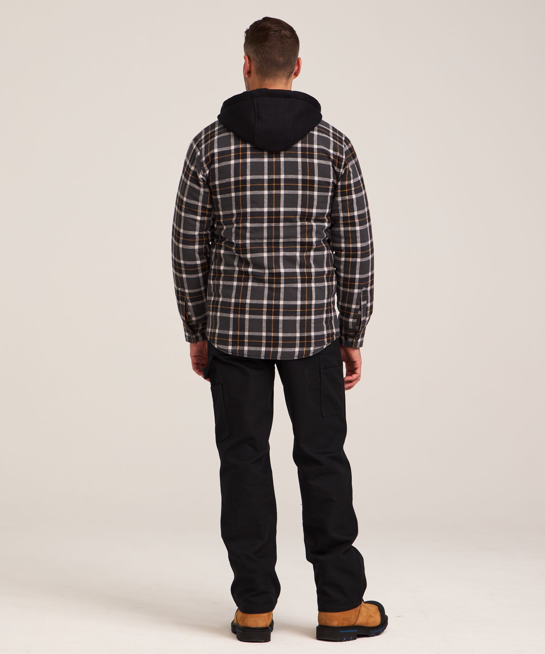 Chemise de travail à capuche en flanelle matelassée pour hommes, série WorkPro, Dakota
