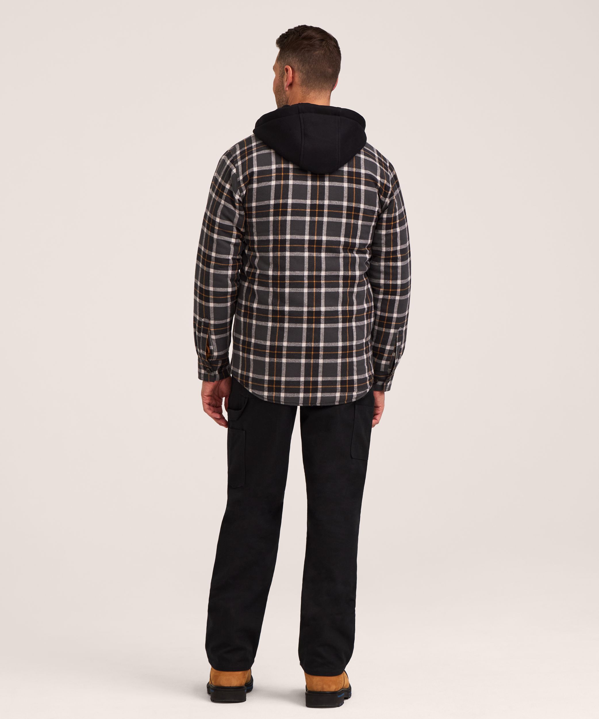 Chemise de travail à capuche en flanelle matelassée pour hommes, série WorkPro, Dakota