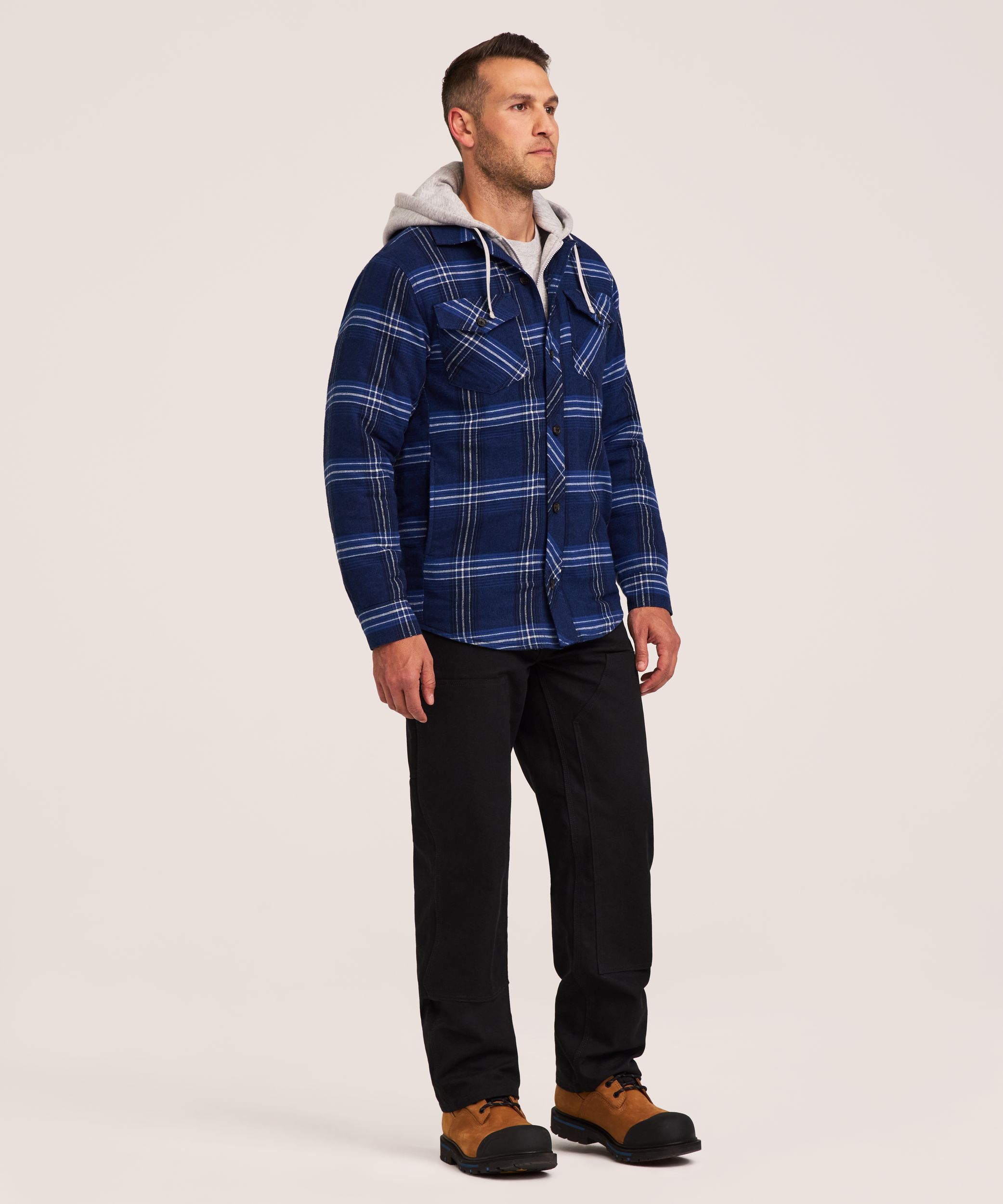 Dakota WorkPro Series Men's Quilted Flannel Hooded Work Shirt