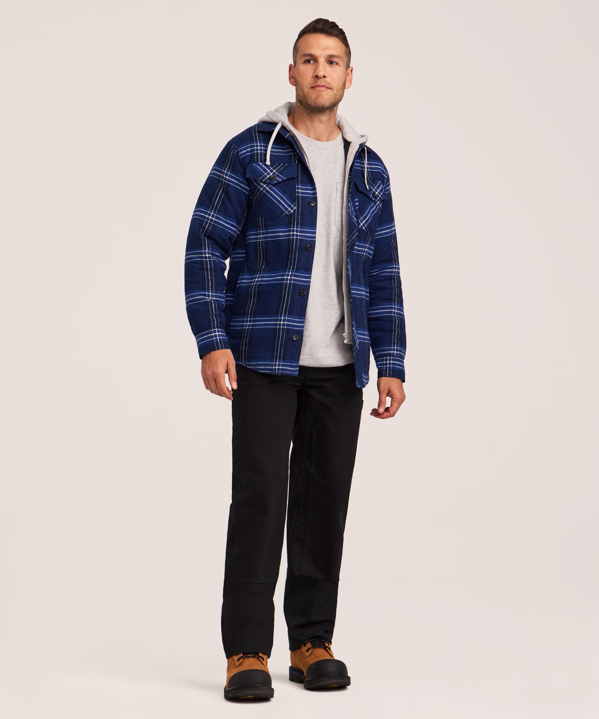 Dakota WorkPro Series Men's Quilted Flannel Hooded Work Shirt