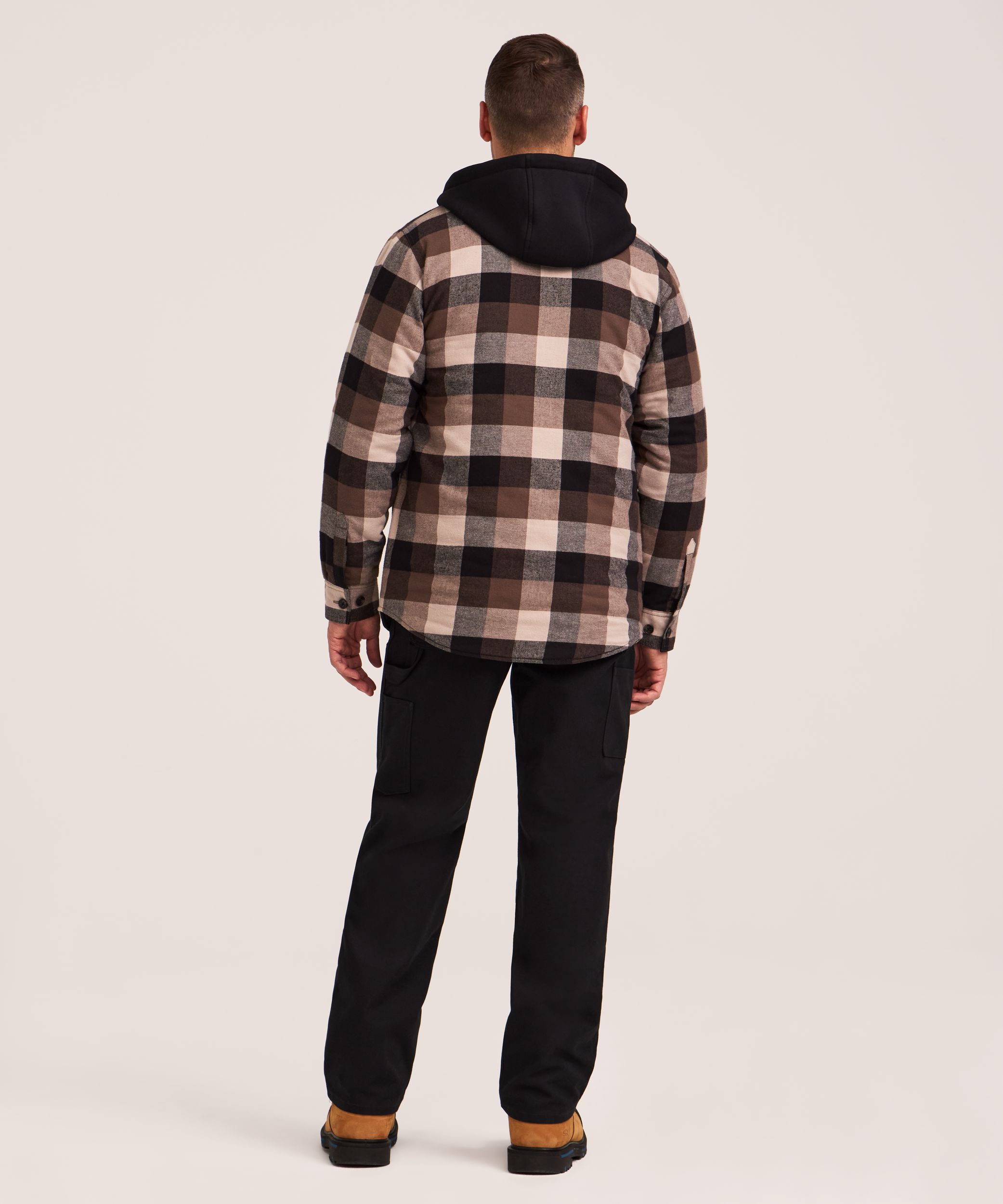 Chemise de travail à capuche en flanelle matelassée pour hommes, série WorkPro, Dakota