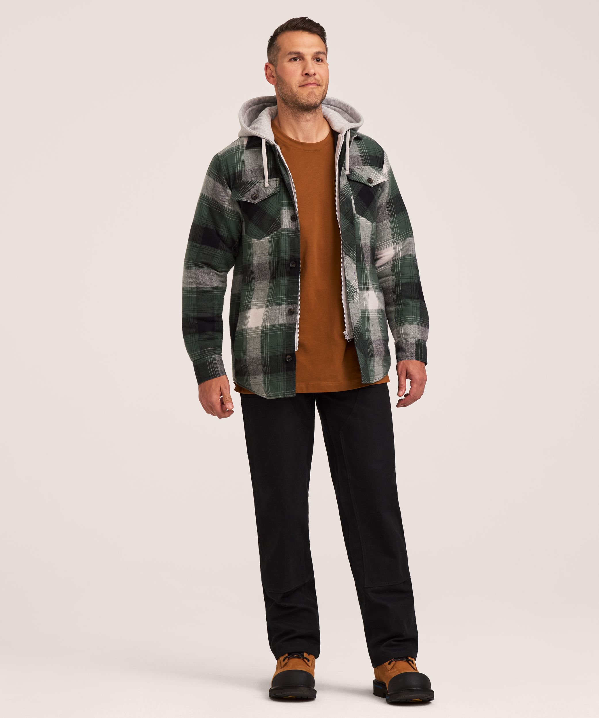 Dakota WorkPro Series Men's Quilted Flannel Hooded Work Shirt