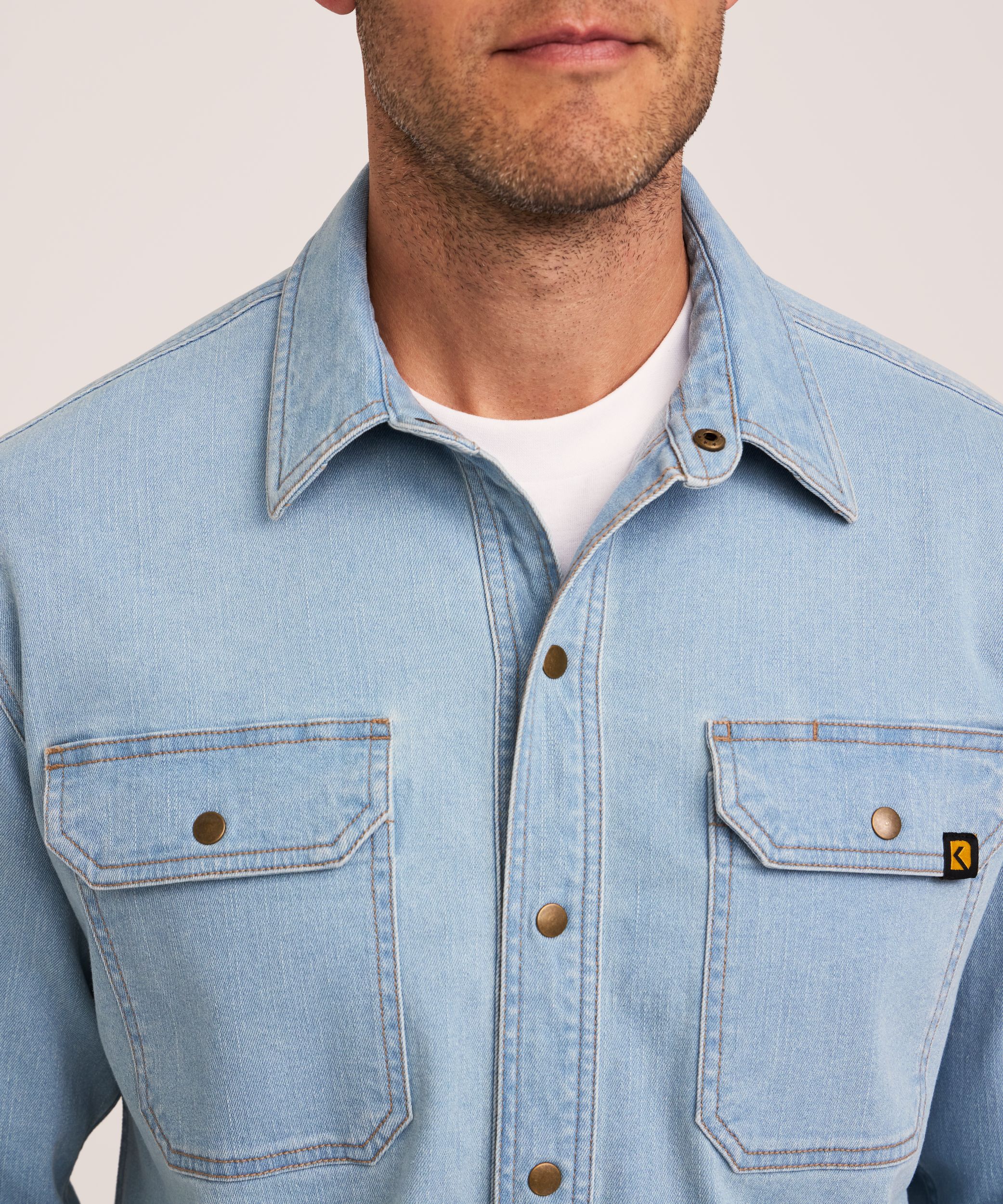 Chemise en denim à devant à boutons-pression pour hommes, série WorkPro, Dakota