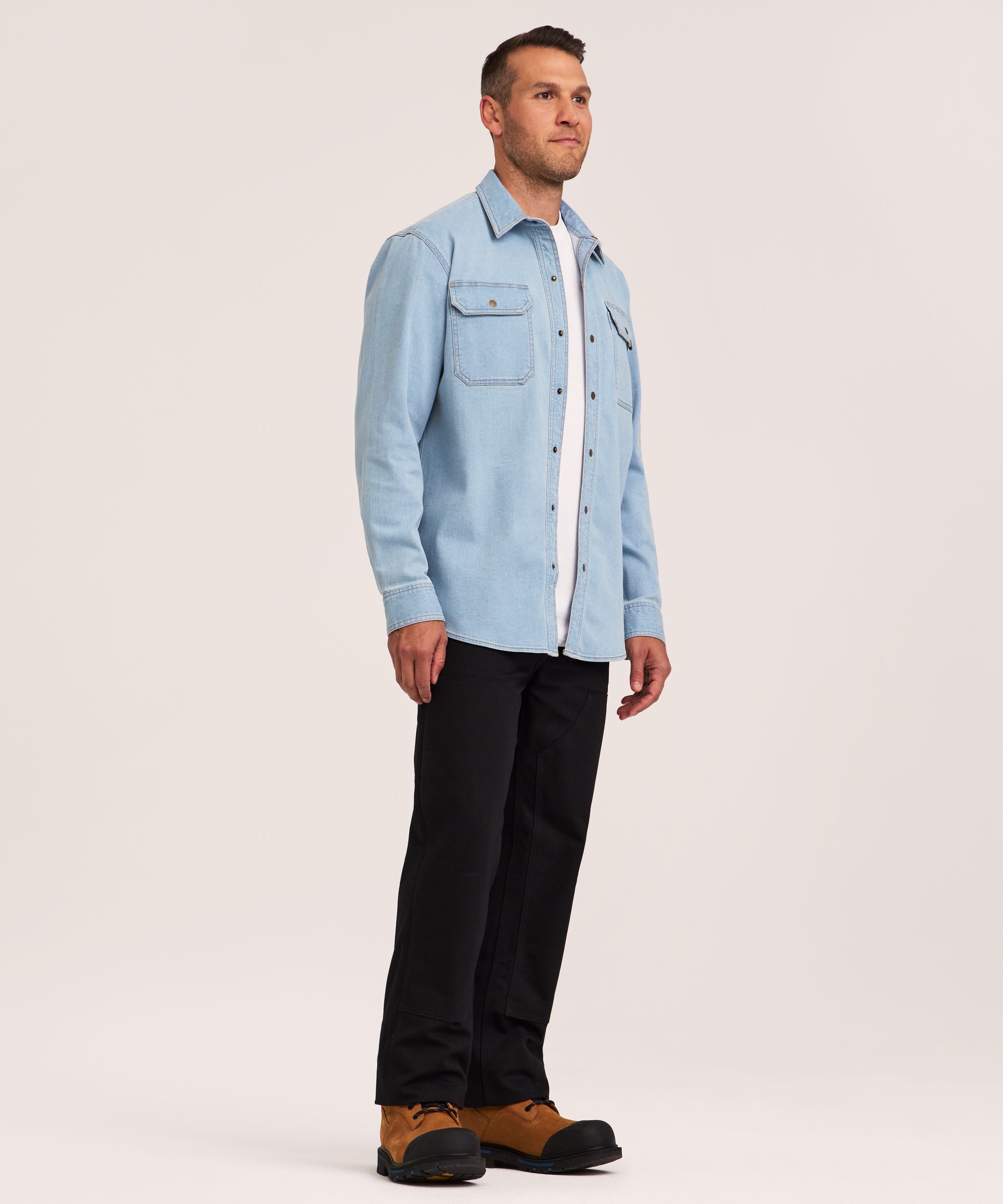Chemise en denim à devant à boutons-pression pour hommes, série WorkPro, Dakota
