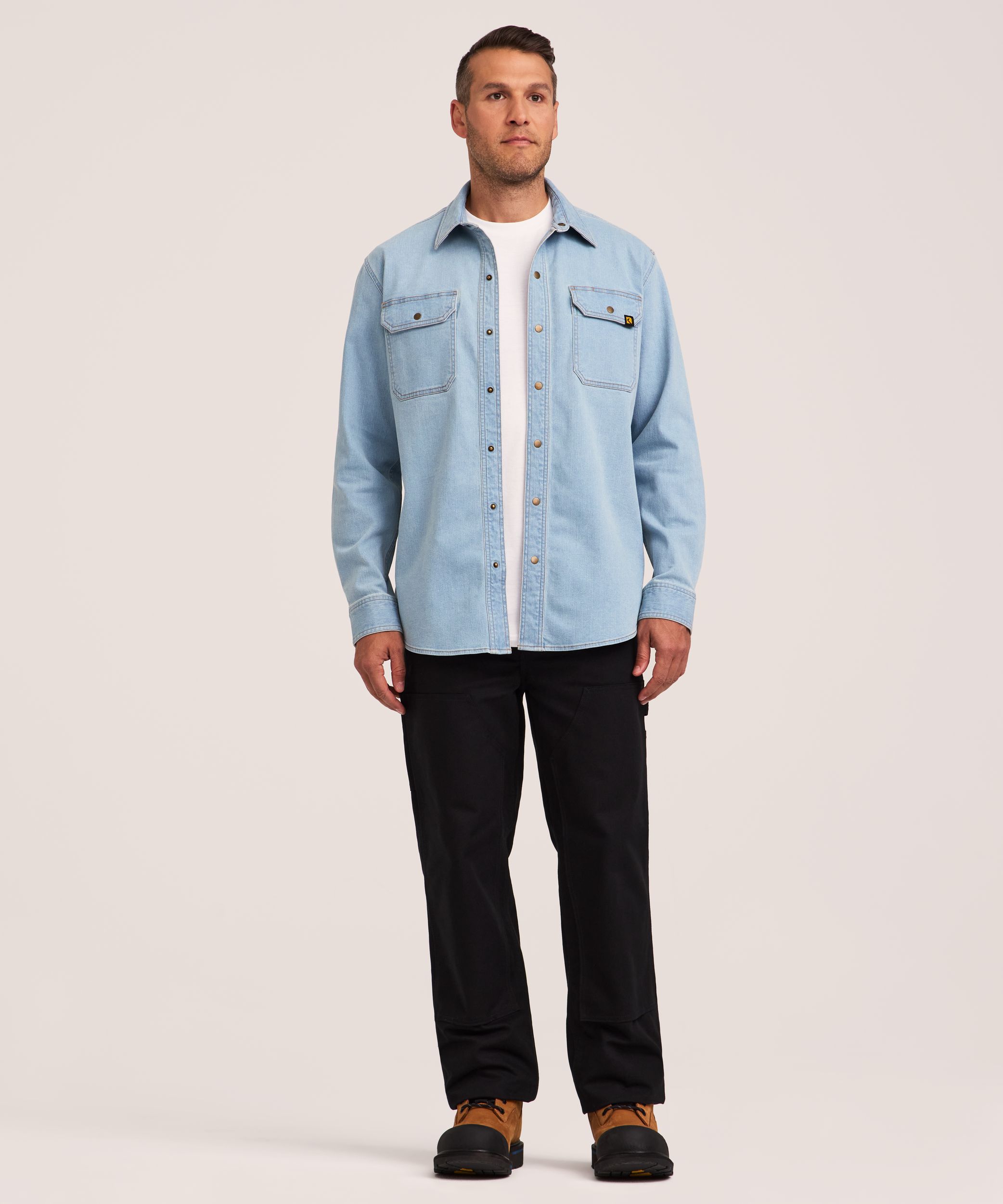Chemise en denim à devant à boutons-pression pour hommes, série WorkPro, Dakota