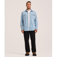 Chemise en denim à devant à boutons-pression pour hommes, série WorkPro, Dakota Front_Flat