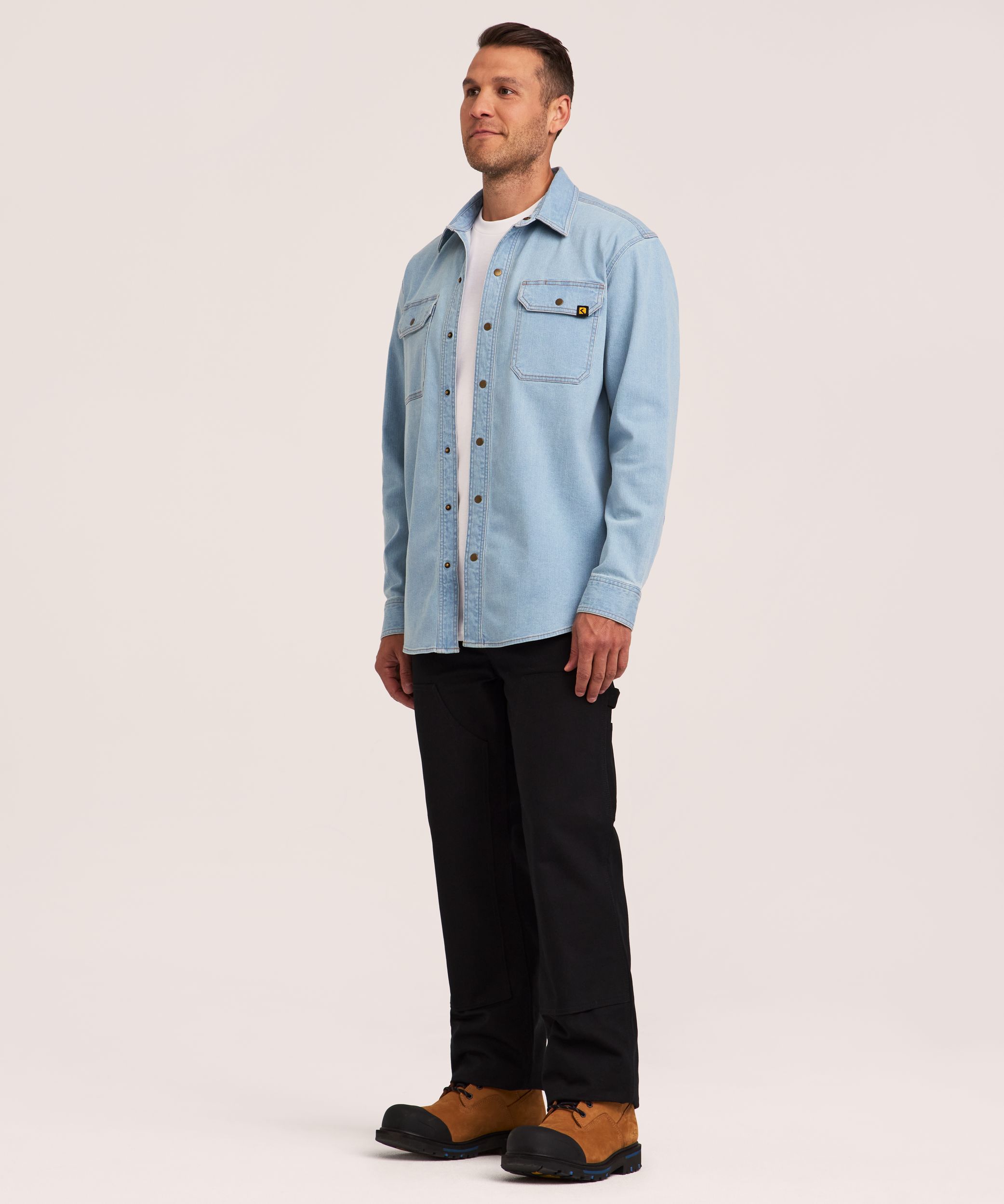 Chemise en denim à devant à boutons-pression pour hommes, série WorkPro, Dakota