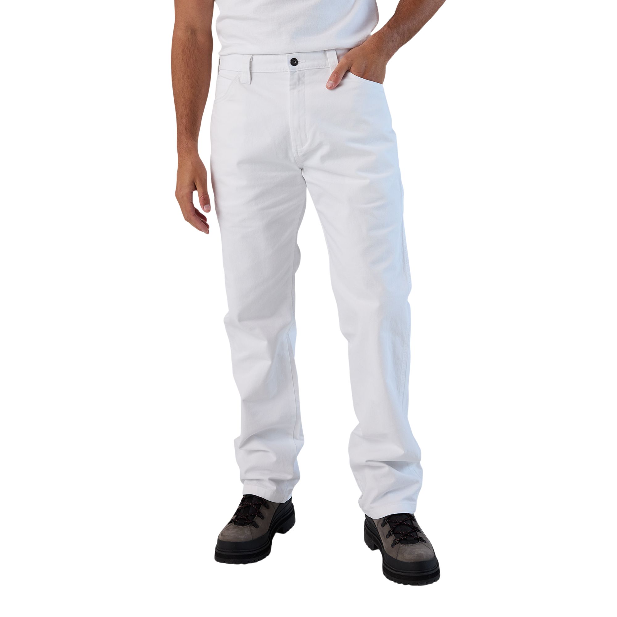 パンツ Early 00s Dickies Splashed White Painter DICKIES - Distressed Paint Splatter White Cropped Painter