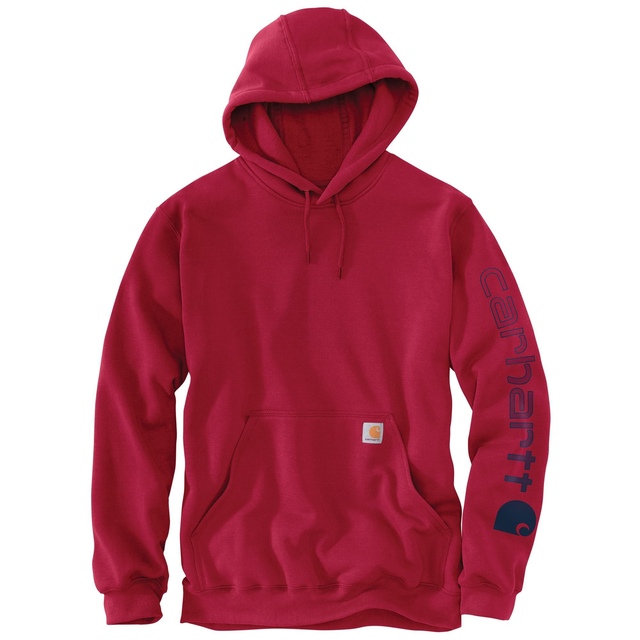 Chandail en molleton à capuche de poids moyen avec logo sur la manche pour hommes, Carhartt