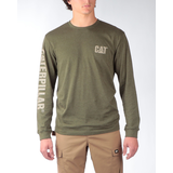 CAT Trademark Banner Long Sleeve Cotton T-Shirt Front_Flat