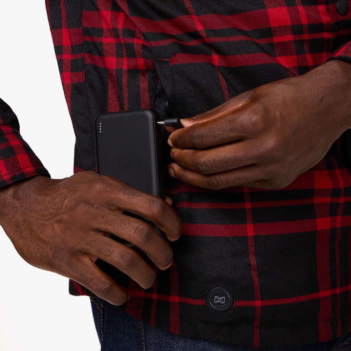 Veste en flanelle à capuche chauffante pour hommes, Mobile Warming by Fieldsheer