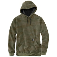 Chandail en molleton à capuche de poids moyen avec logo sur la manche pour hommes, Carhartt Front_Flat