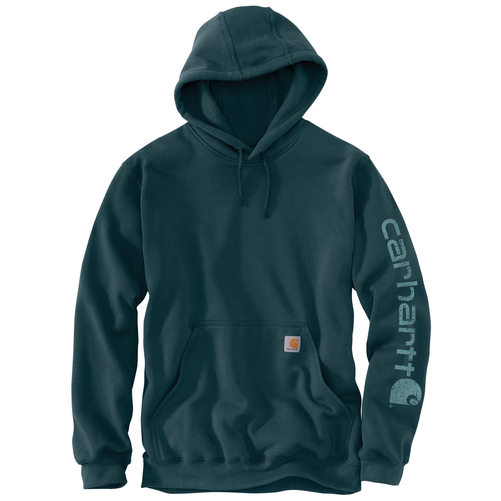 Chandail en molleton à capuche de poids moyen avec logo sur la manche pour hommes, Carhartt