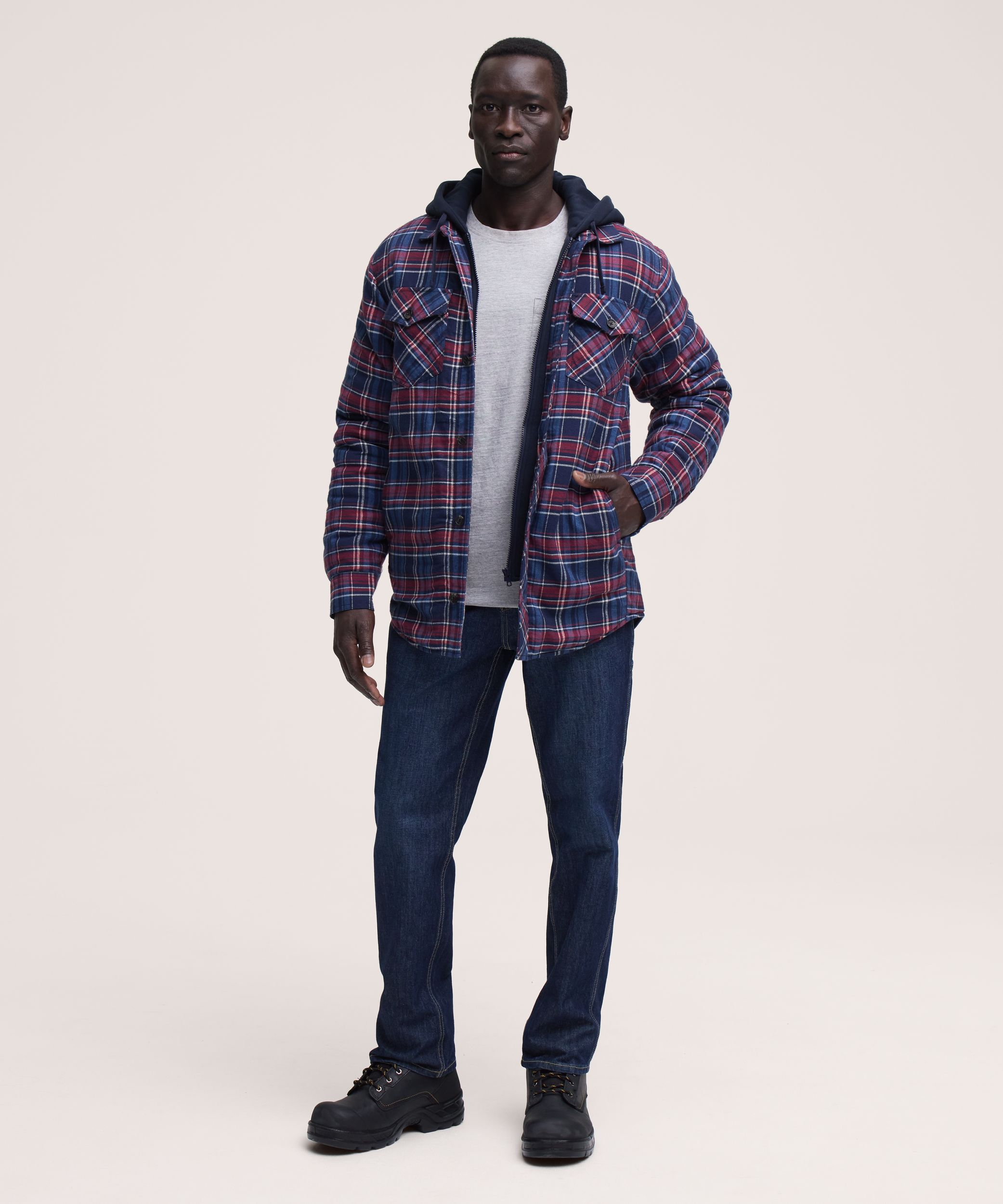 Dakota WorkPro Series Men's Quilted Flannel Hooded Work Shirt