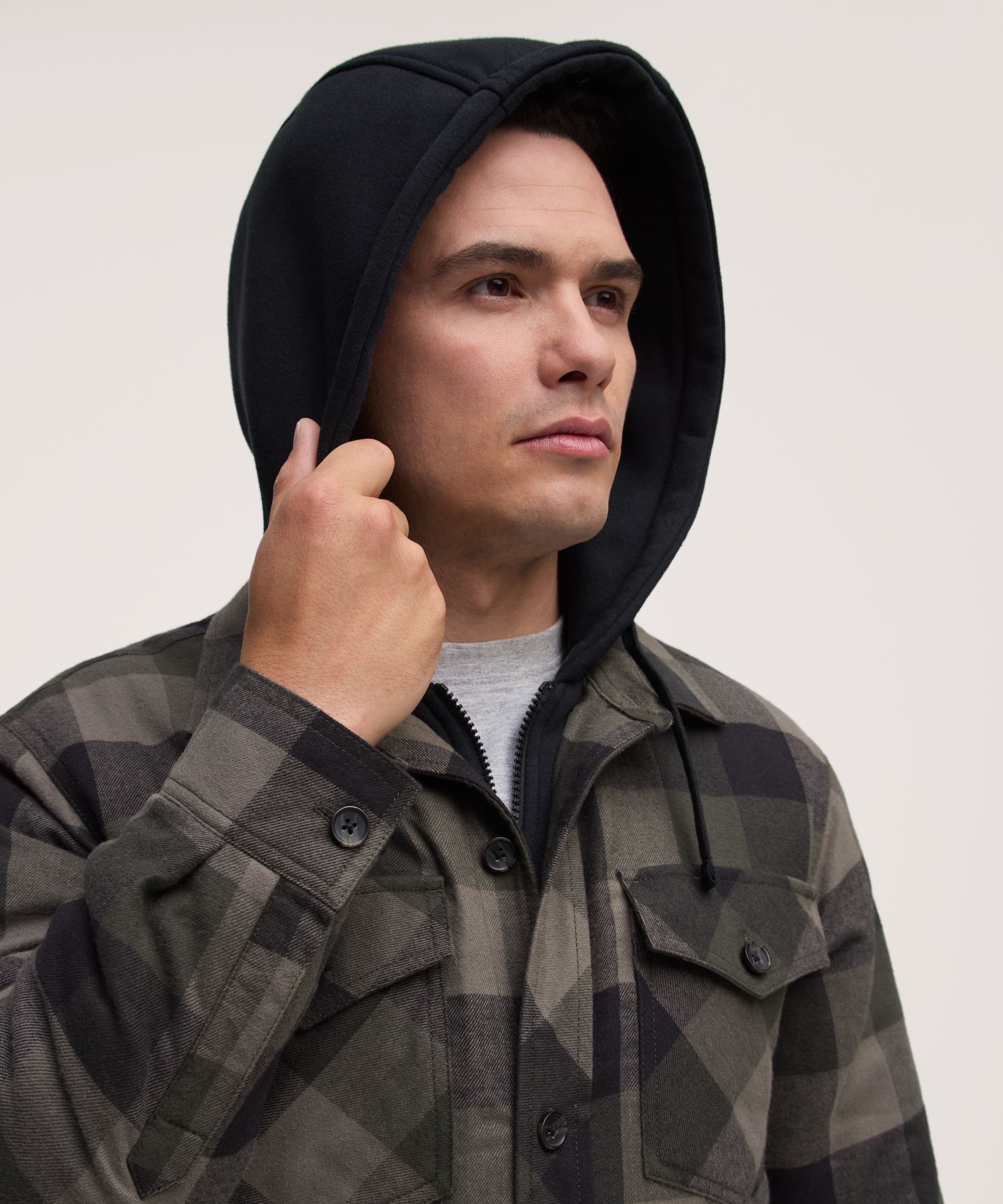Chemise de travail à capuche en flanelle matelassée pour hommes, série WorkPro, Dakota