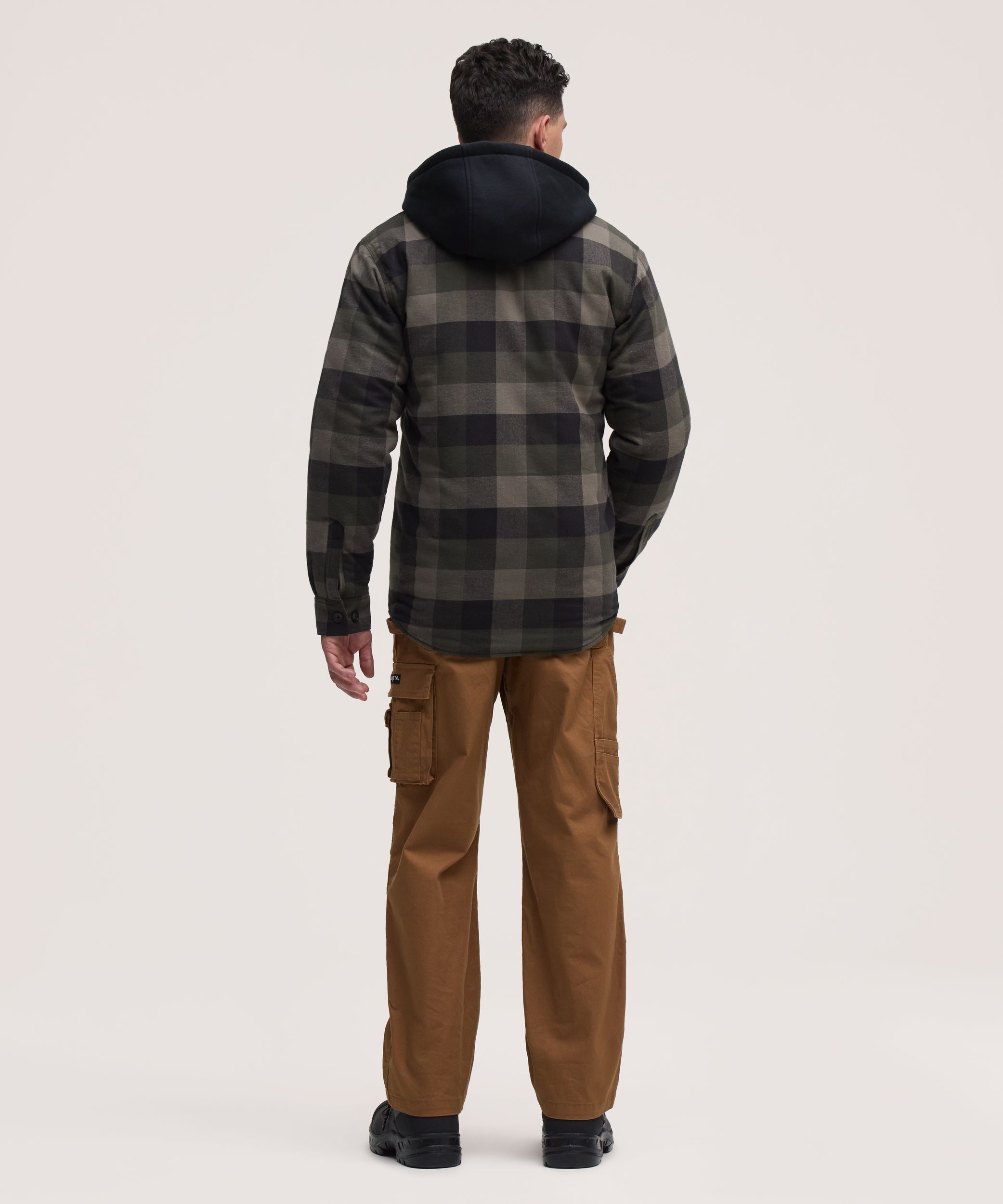 Chemise de travail à capuche en flanelle matelassée pour hommes, série WorkPro, Dakota
